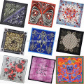 2015 fashion vintage style 100% silk digital print beautiful flower pocket square plain square hijab